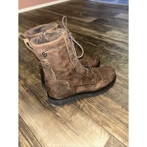 Harley Davidson Chatfield Lace Up Riding Boot Biker Brown Leather Pocket Zip 10